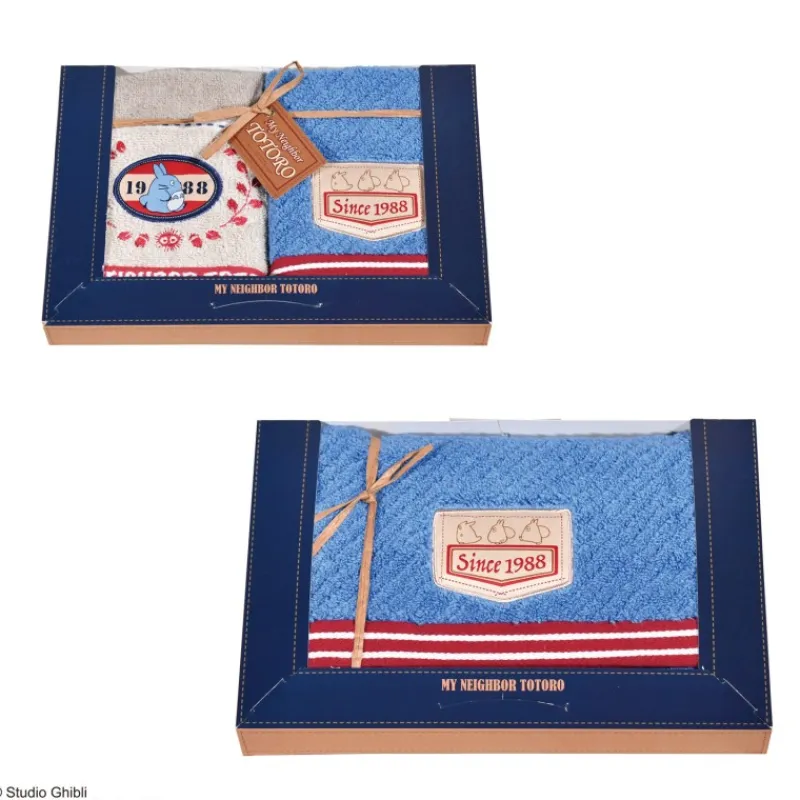 Linge De Maison|Maison Ghibli Boîte cadeau 3 serviettes Couture en denim - Mon Voisin Totoro