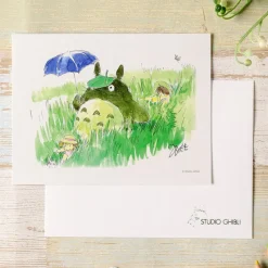 Cartes Postales Et Papier À Lettres|Maison Ghibli Carte de vœux aquarelle 24 x 15,8 cm Mei & Totoro & Sakura - Mon Vois