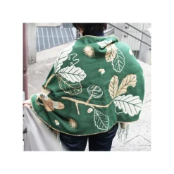 Textile|Maison Ghibli Étole vert foncé Feuilles de chêne - Mon Voisin Totoro