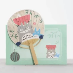 Accessoires|Maison Ghibli Éventail Bambou & Enveloppe Totoro avec Pastèque - Mon Voisin Totoro